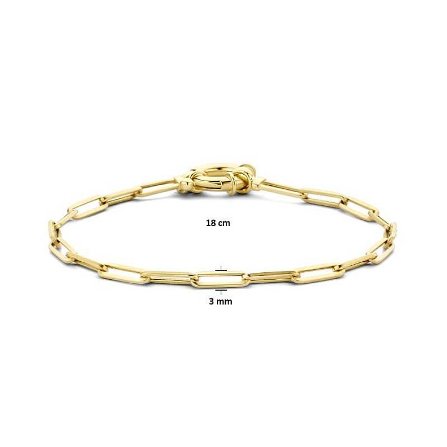 Armbanden Mostert Huiscollectie | 14-Karaat Gouden Paperclip Armband 3 Mm - Lengte 18 Cm