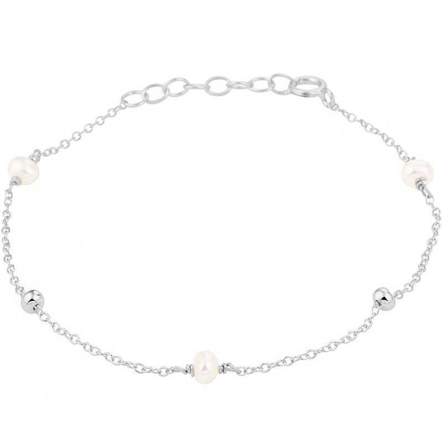 Armbanden Mostert Huiscollectie | Zilveren Armband Met Parel 16.5-18.5 Cm