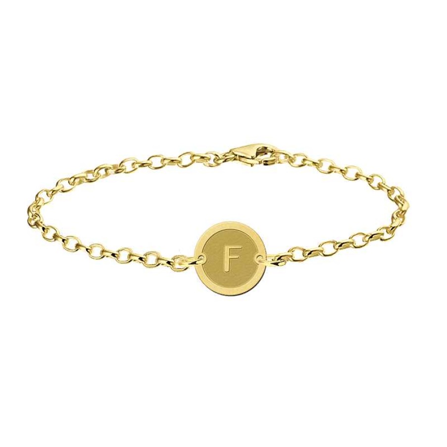 Armbanden Names4ever | Gouden Armband Met Letter Rond Names4Ever