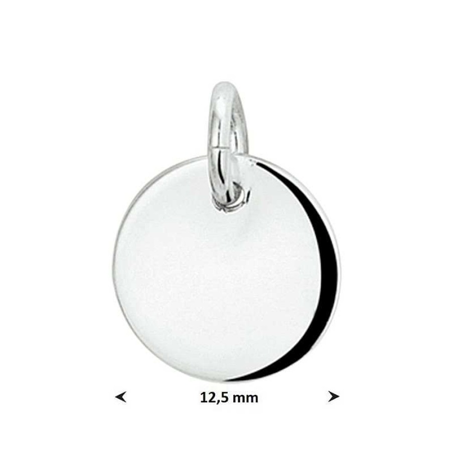 Hangers Mostert Huiscollectie | Graveerhanger Rond Zilver - Diameter 12.5 Mm