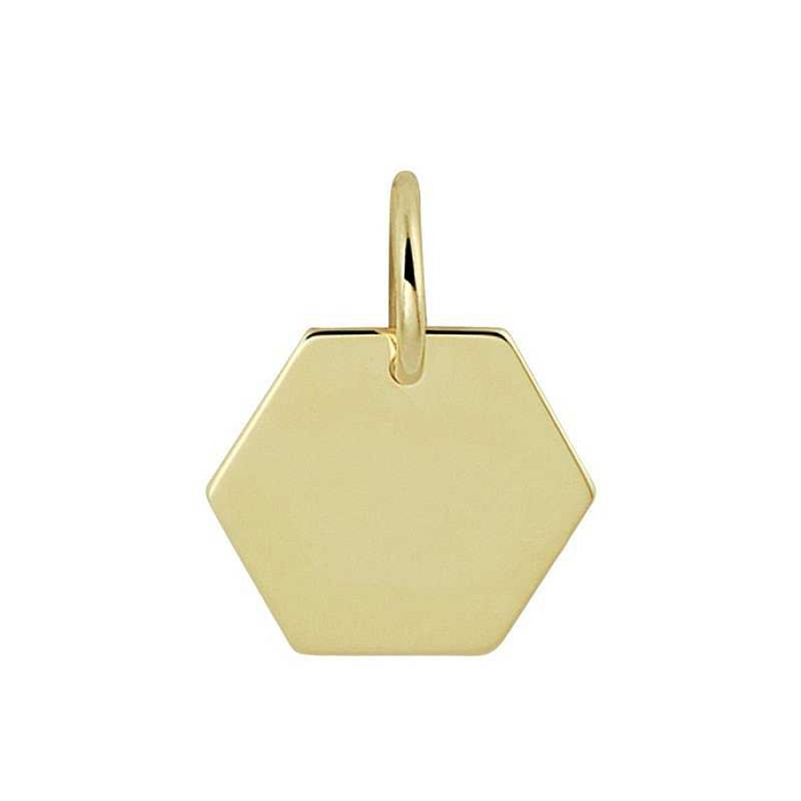 Hangers Mostert Huiscollectie | Gouden Graveerhanger Zeshoek - 12 X 9 Mm