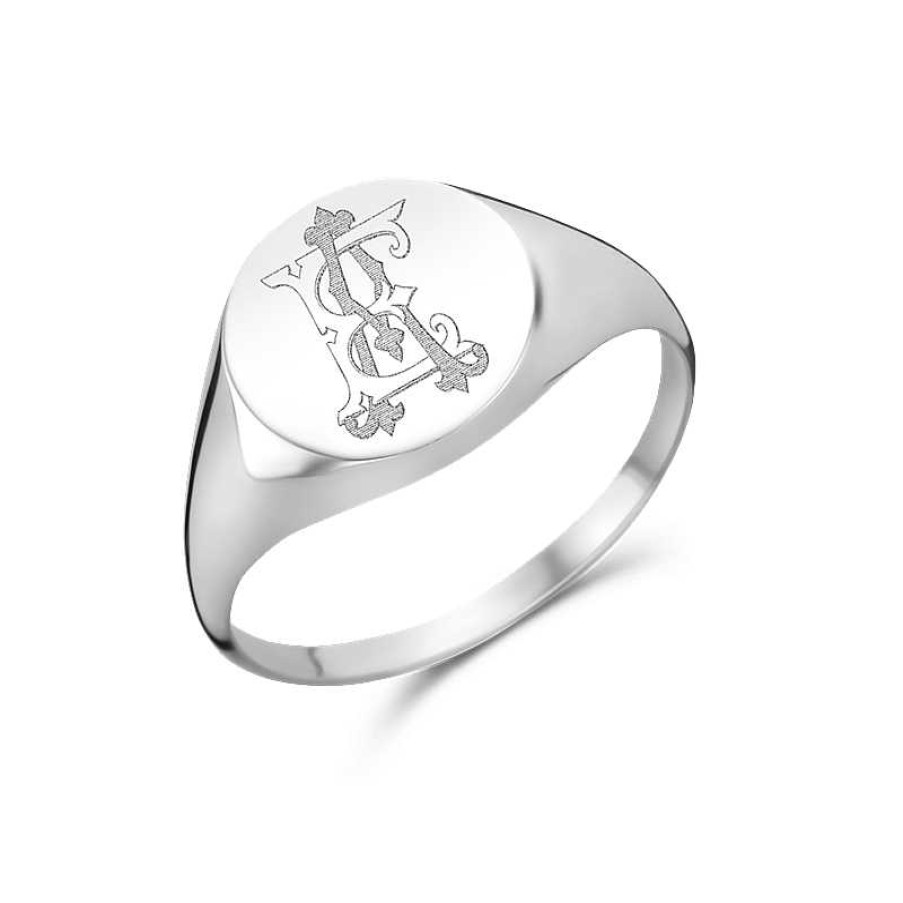 Ringen Names4ever | Zilveren Zegelring Met Monogram