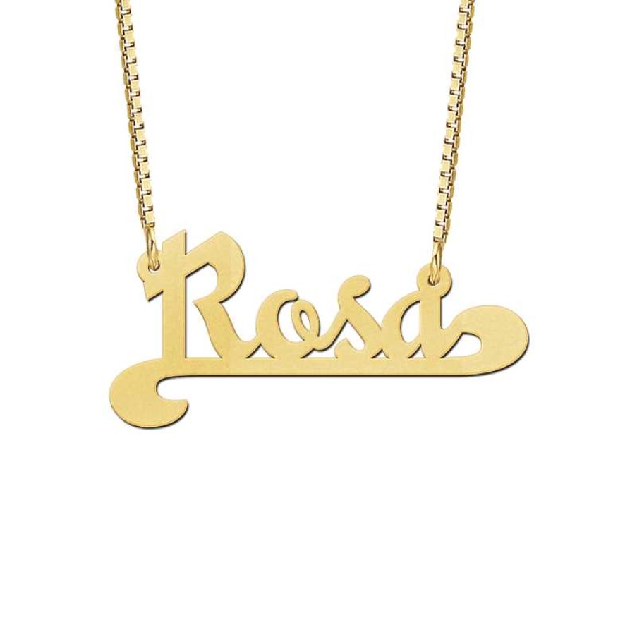 Kettingen Mostert Huiscollectie | Gouden Ketting Met Naam Voorbeeld Rosa