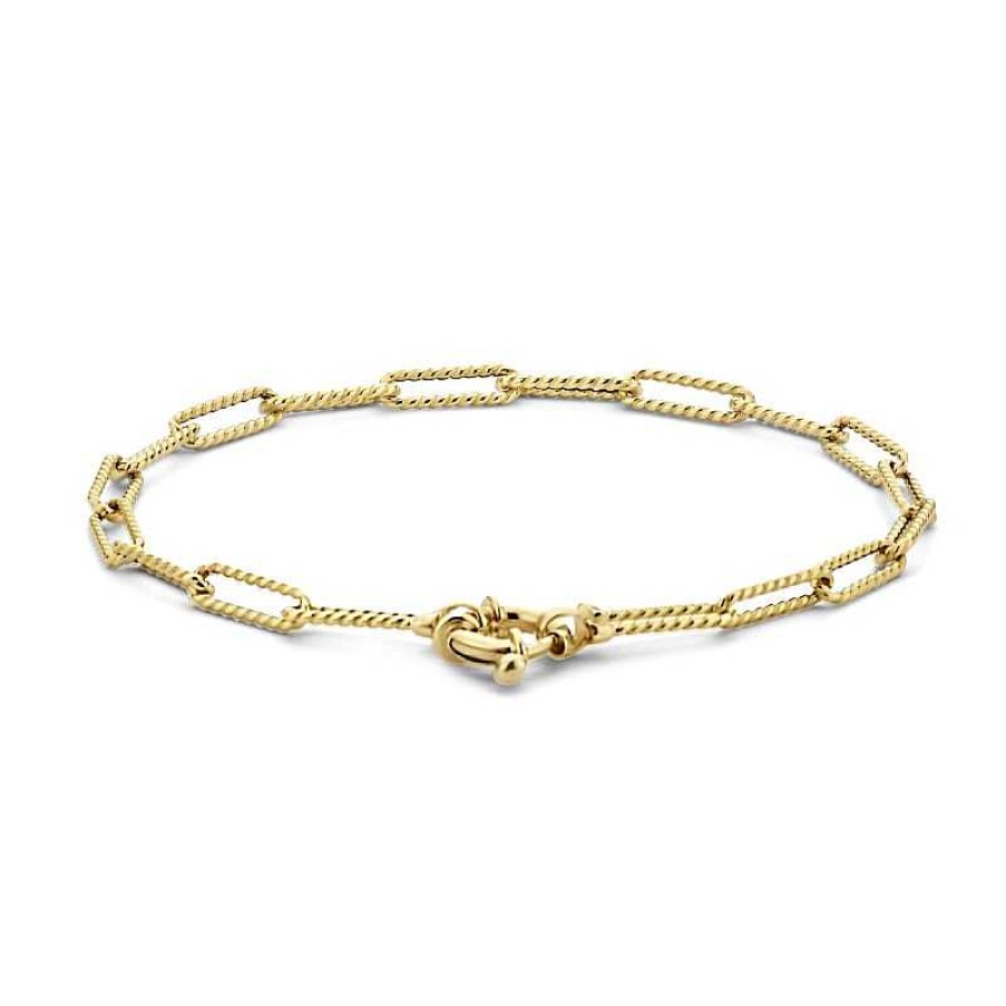 Armbanden Mostert Huiscollectie | 14-Karaat Gouden Paperclip Armband 3.5 Mm - Lengte 18 Cm