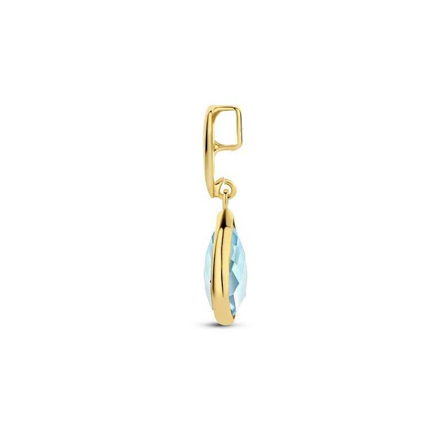 Hangers Mostert Huiscollectie | 14-Karaat Gouden Hanger Met Blauw Topaas Druppelvorm