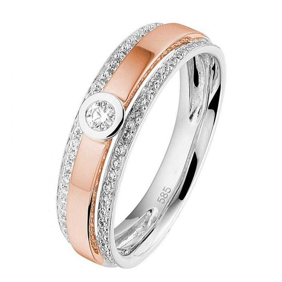 Ringen Mostert Huiscollectie | Ring Met Diamant 0.29 Crt Bicolor