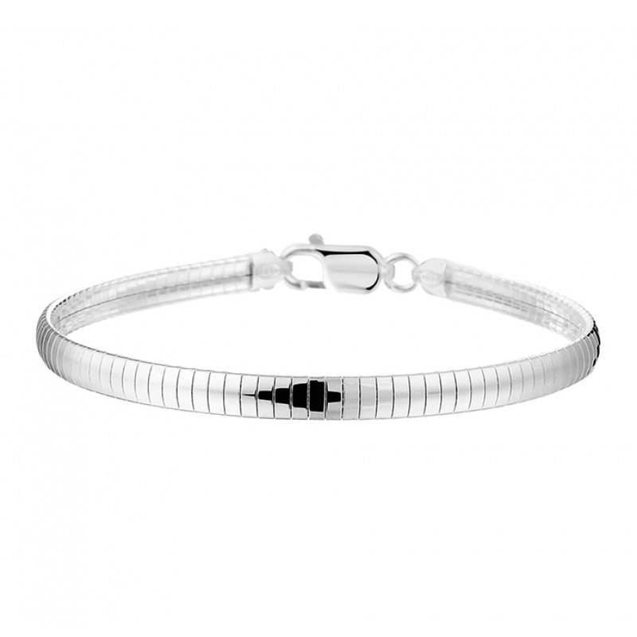 Armbanden Mostert Huiscollectie | Zilveren Dames Omega Armband Van 4Mm Breed