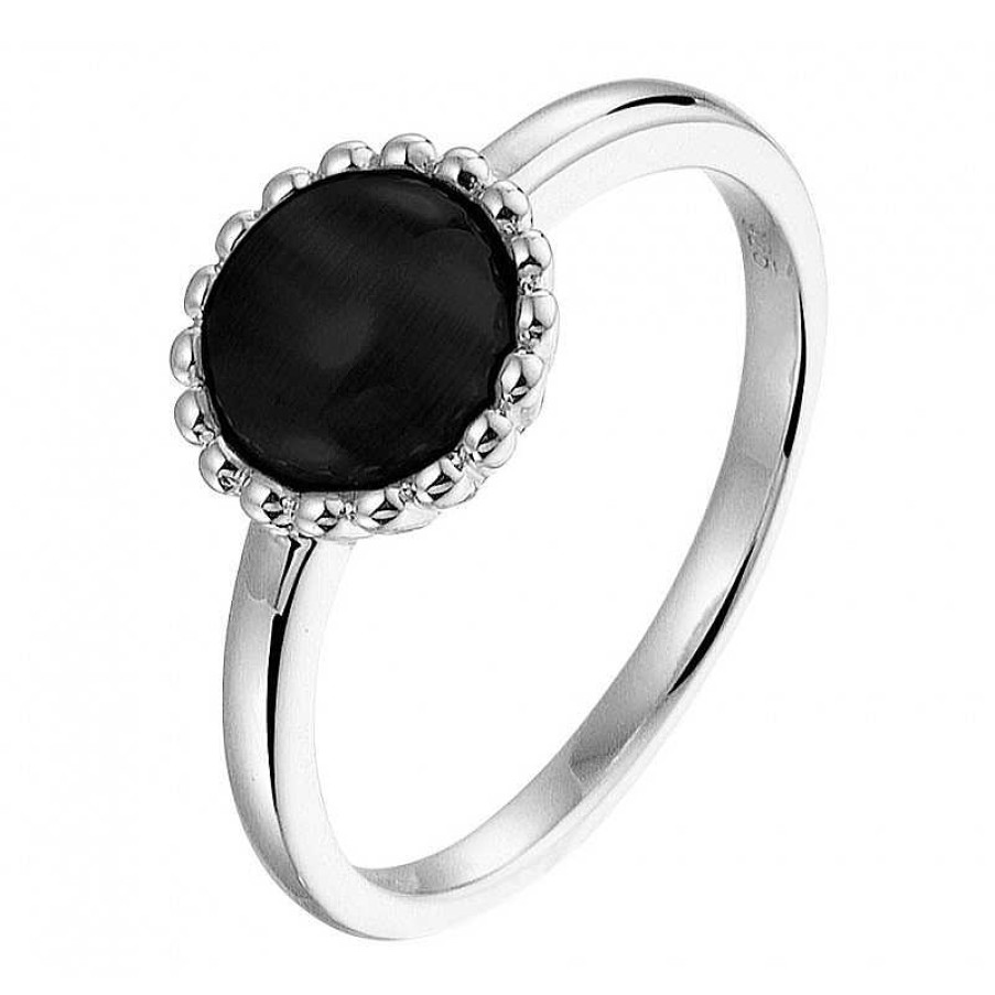 Ringen Mostert Huiscollectie | Gerhodineerd Zilveren Ring Edelsteen Onyx Rond