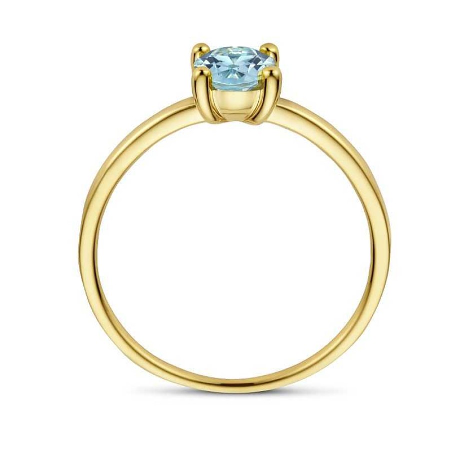 Ringen Mostert Huiscollectie | 14-Karaat Solitair Ring Met Blauw Topaas 0.55 Crt