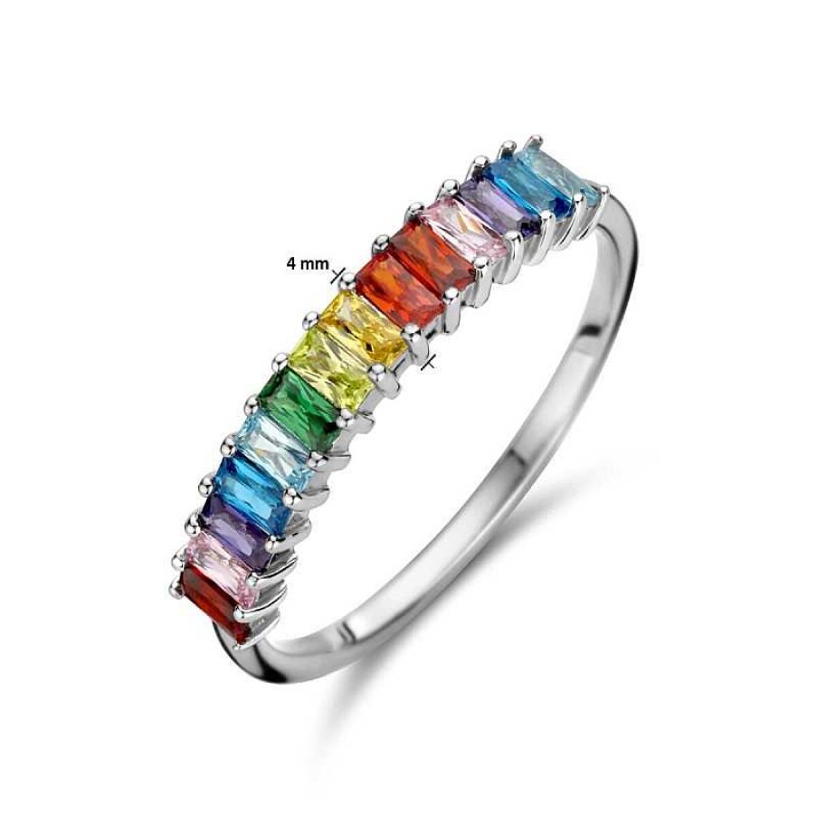 Ringen Mostert Huiscollectie | Zilveren Ring Met Regenboog Zirkonia'S