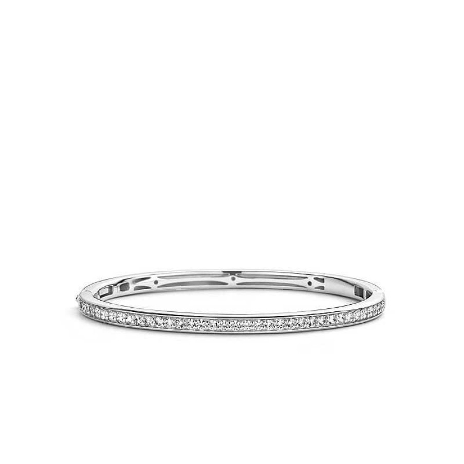 Armbanden Ti Sento Milano | Ti Sento Milano Zilveren Bangle Met Witte Zirkonia'S 2298Zi