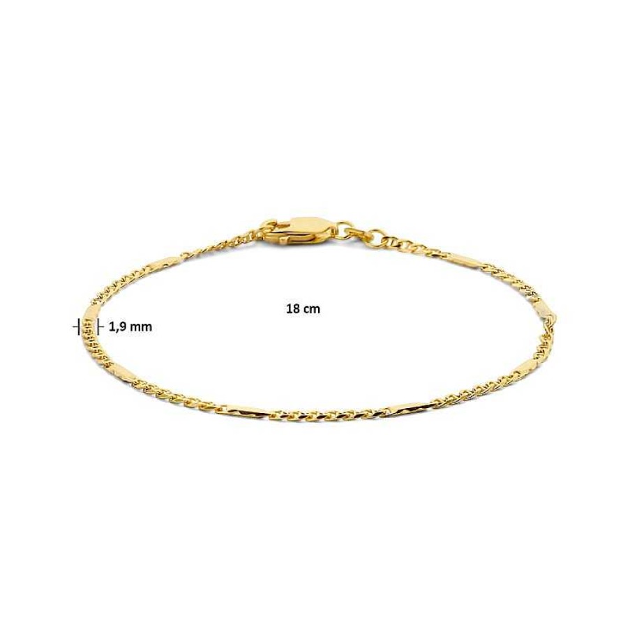 Armbanden Mostert Huiscollectie | 14-Karaat Gouden Armband Valkenoog 1.9 Mm - Lengte 18 Cm