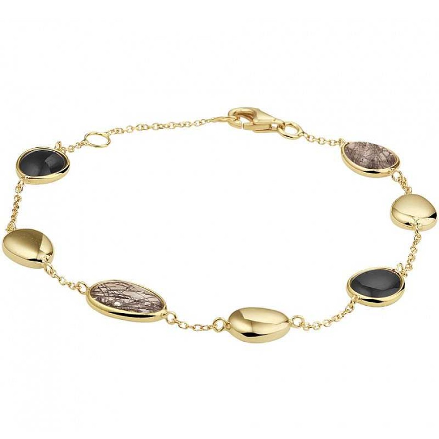 Armbanden Mostert Huiscollectie | Edelsteen Armband Zwart Rutiel En Onyx