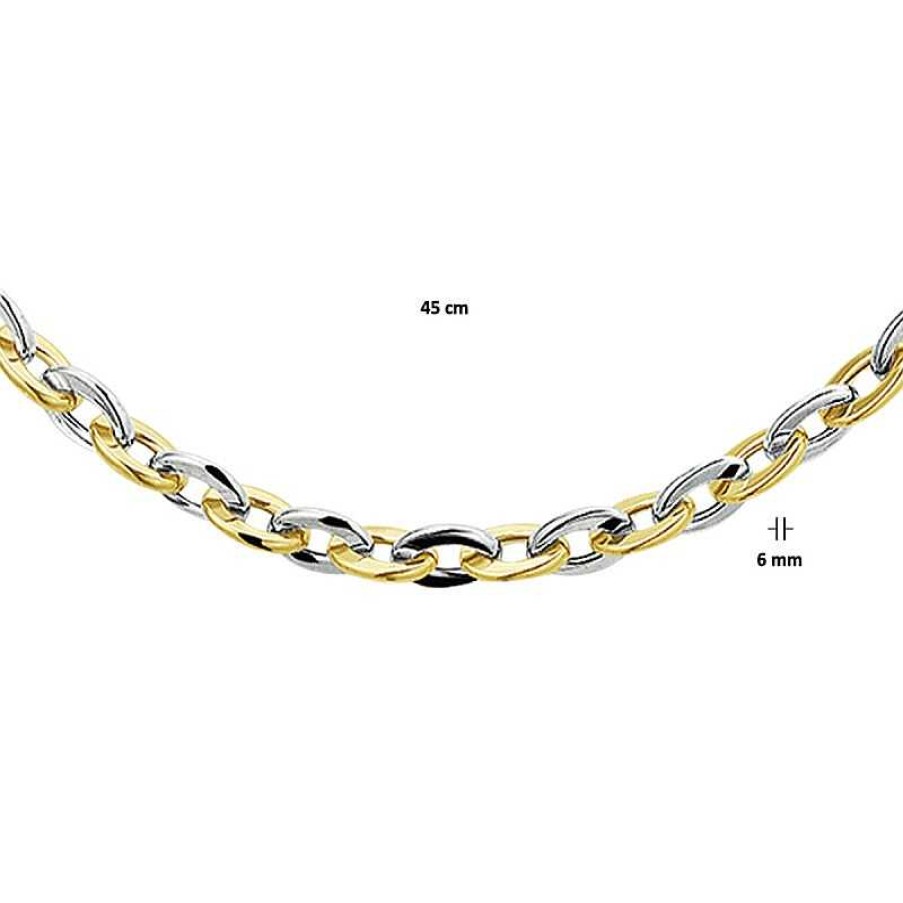 Kettingen Mostert Huiscollectie | Bicolor Anker Ketting 6 Mm - Lengte 45 Cm