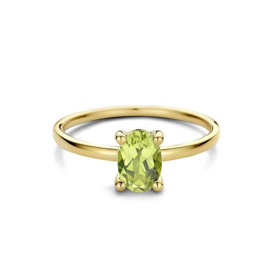 Ringen Mostert Huiscollectie | 14-Karaat Solitair Ring Met Ovale Peridot 0.70 Crt