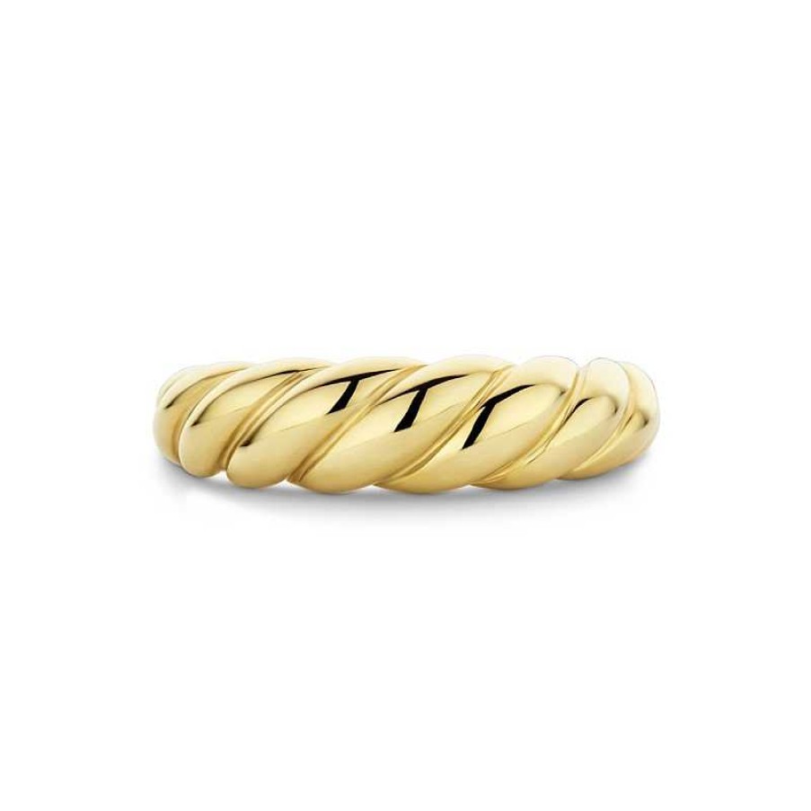 Ringen Mostert Huiscollectie | Brede 14-Karaat Gouden Gedraaide Croissant Ring 6 Mm