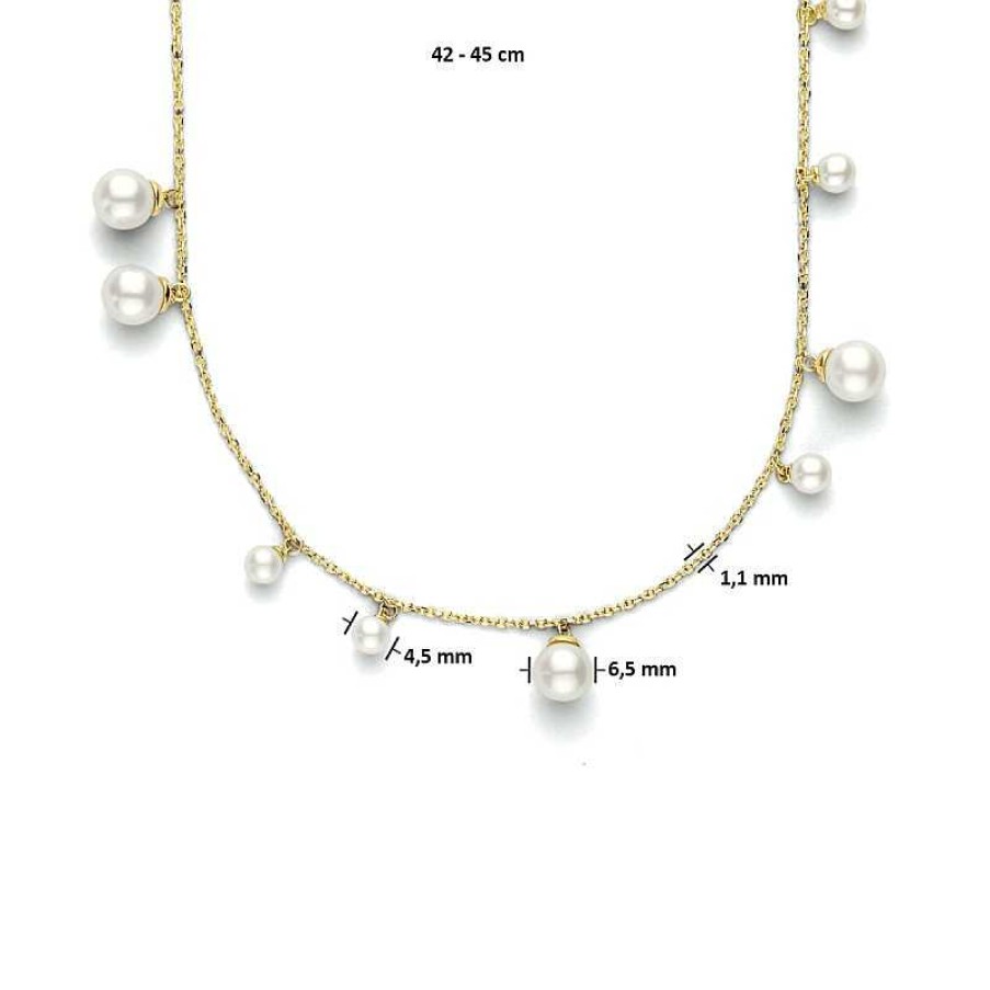 Kettingen Mostert Huiscollectie | Gouden Ketting Met Parels 42 - 45 Cm