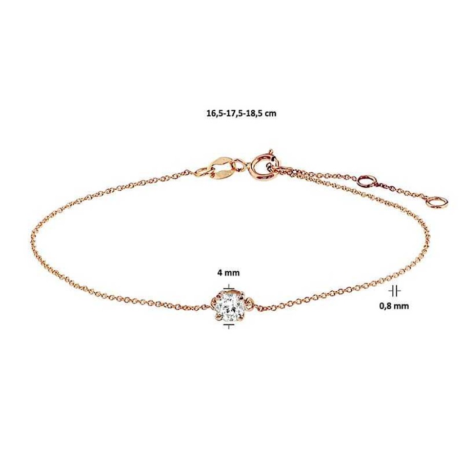 Armbanden Mostert Huiscollectie | Rosegouden Anker Armbandje Met Zirkonia - Lengte 16.5 - 17.5 - 18.5 Cm