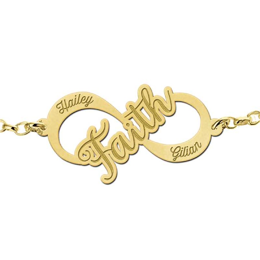 Armbanden Names4ever | Gouden Infinity Armband Faith Names4Ever