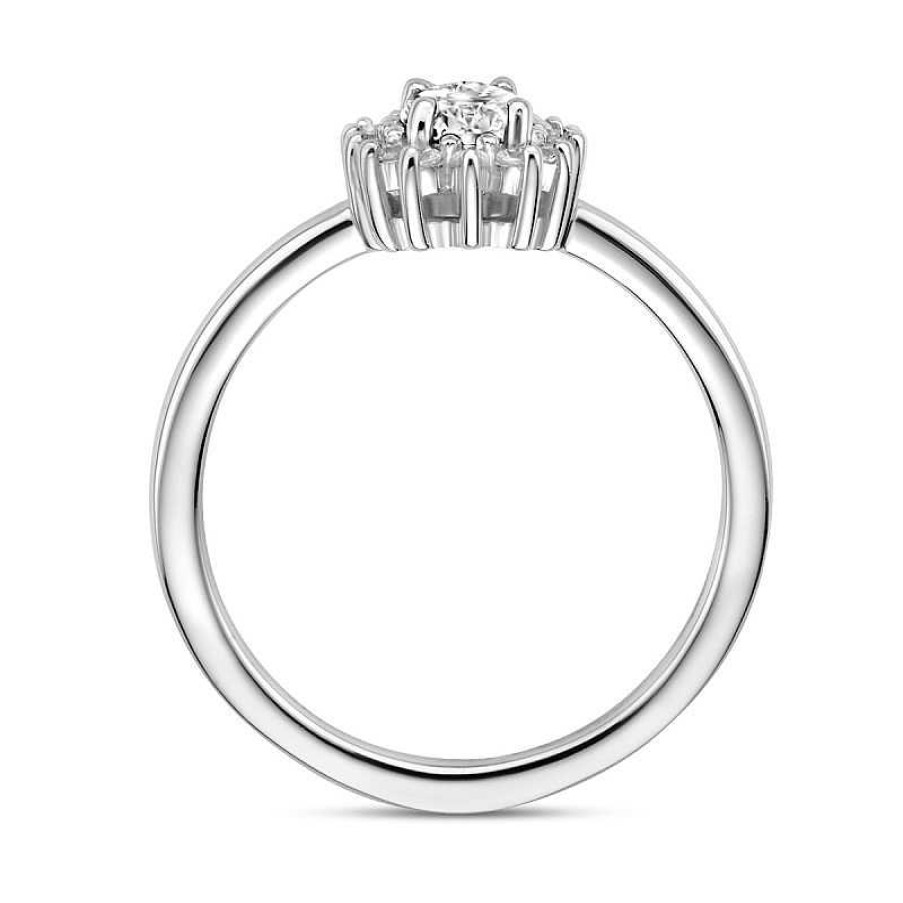 Ringen Mostert Huiscollectie | Zilveren Entourage Ring Met Grote Zirkonia 8 Mm X 10 Mm