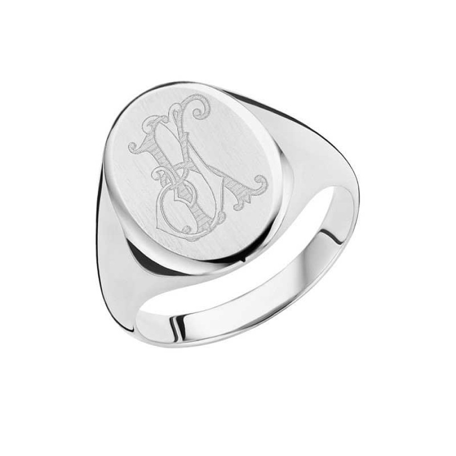 Ringen Names4ever | Names4Ever Monogram Zegelring Ovaal Zilver