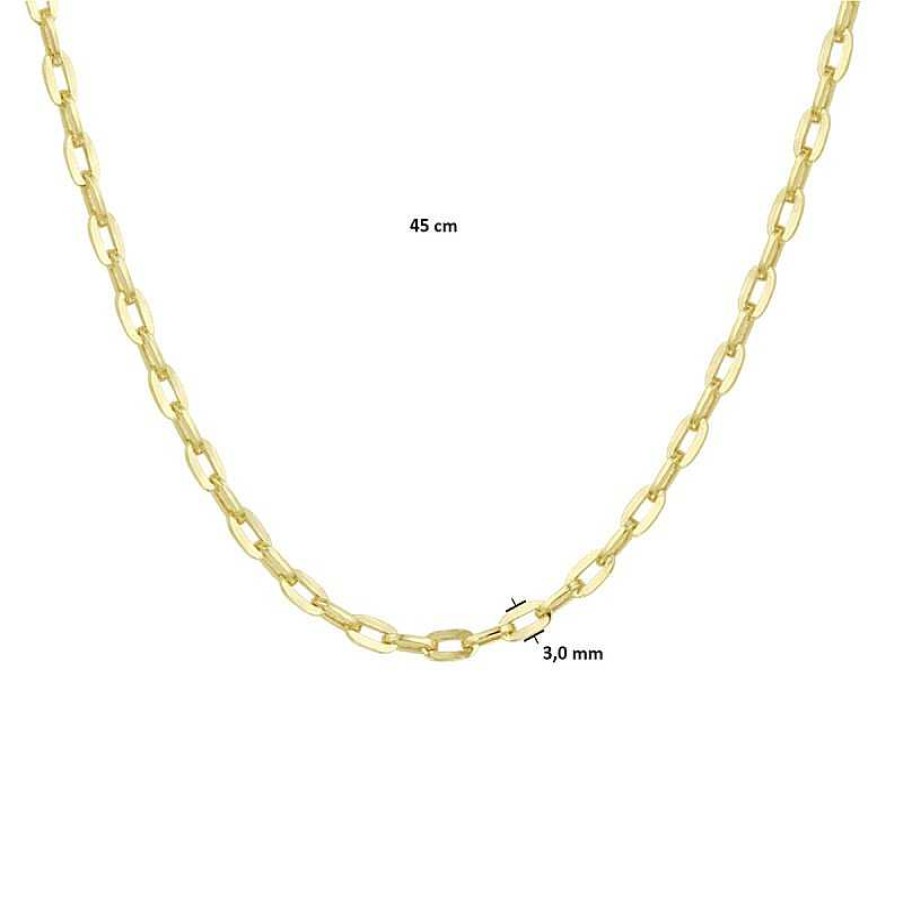 Kettingen Mostert Huiscollectie | Zilgold Schakelketting Met Ankerschakel 3 Mm - Lengte 45 Cm