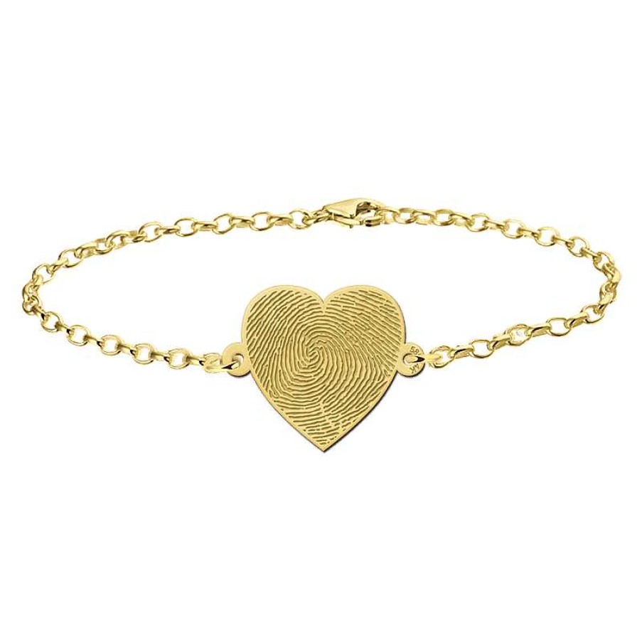 Armbanden Names4ever | Gouden Hartjes Armband Met Vingerafdruk Hart Names4Ever