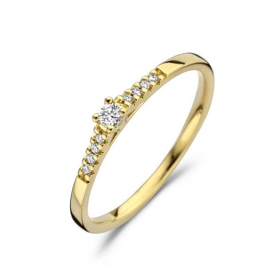 Ringen Mostert Huiscollectie | Gouden Solitair Ring Met Diamanten 0.07 Crt 2.4 Mm