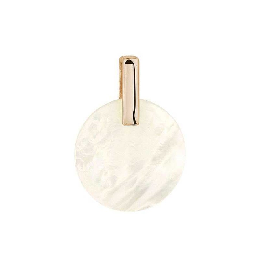 Hangers Mostert Huiscollectie | Stijlvolle Rosegouden Edelsteen Hanger Met Parelmoer - Diameter: 20 Mm