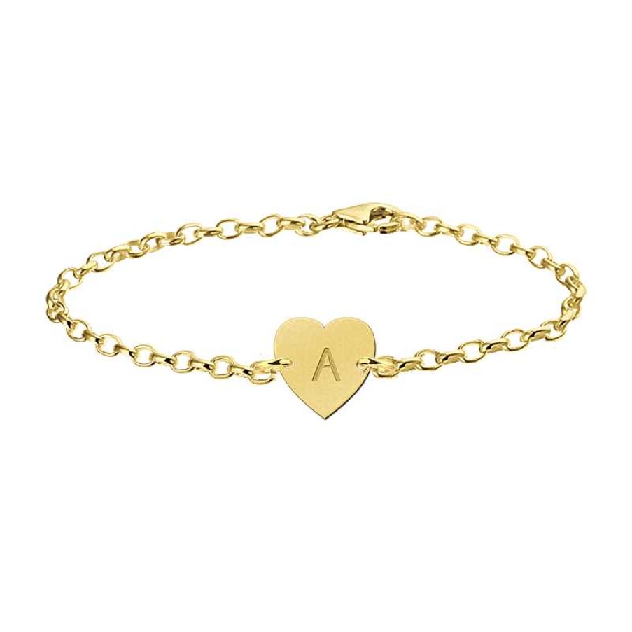 Armbanden Names4ever | Gouden Armband Met Letter Hartje Names4Ever