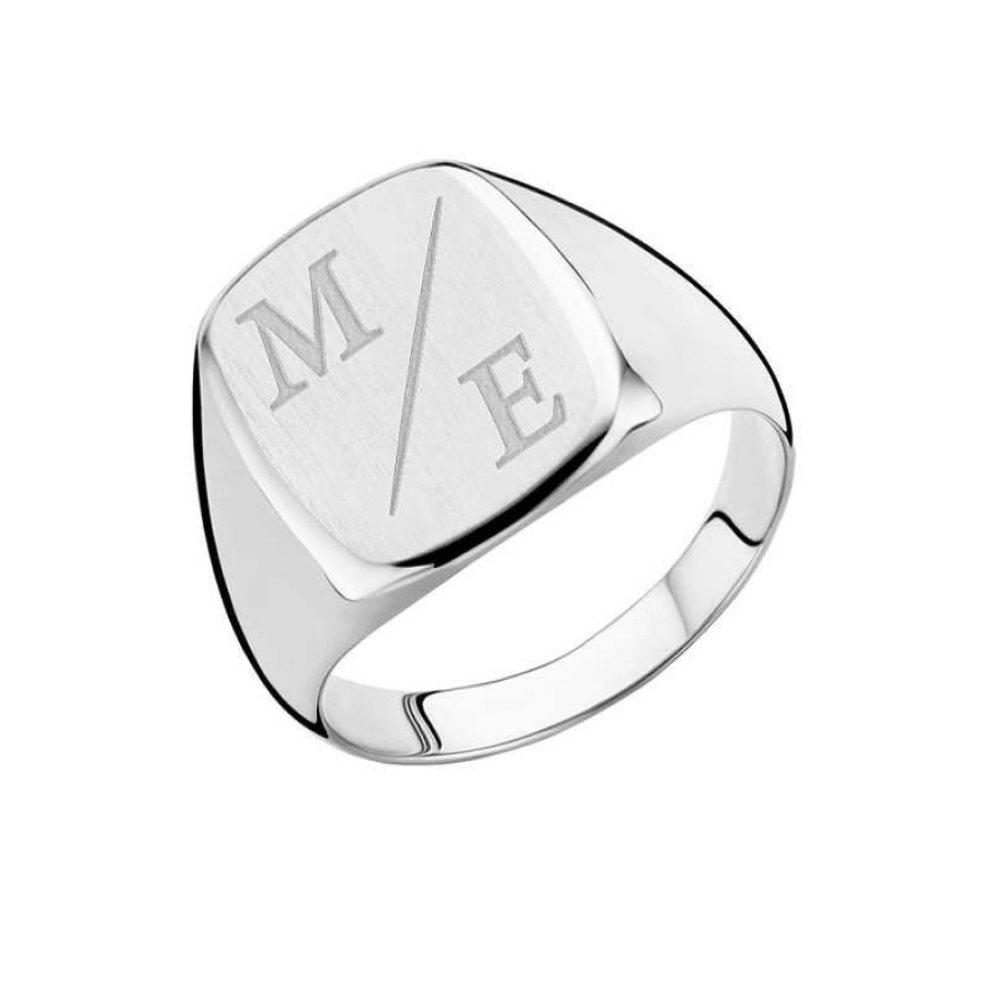 Ringen Names4ever | Names4Ever Zilveren Heren Zegelring Met Initialen