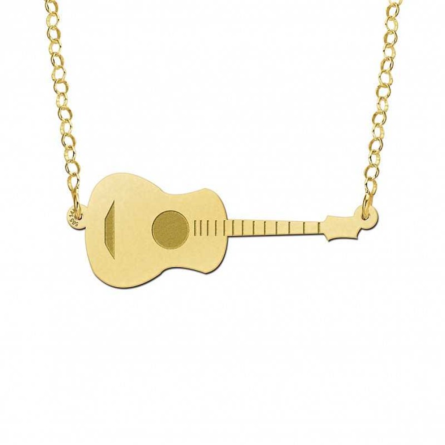 Hangers Mostert Huiscollectie | Gouden Gitaar Inclusief Ketting