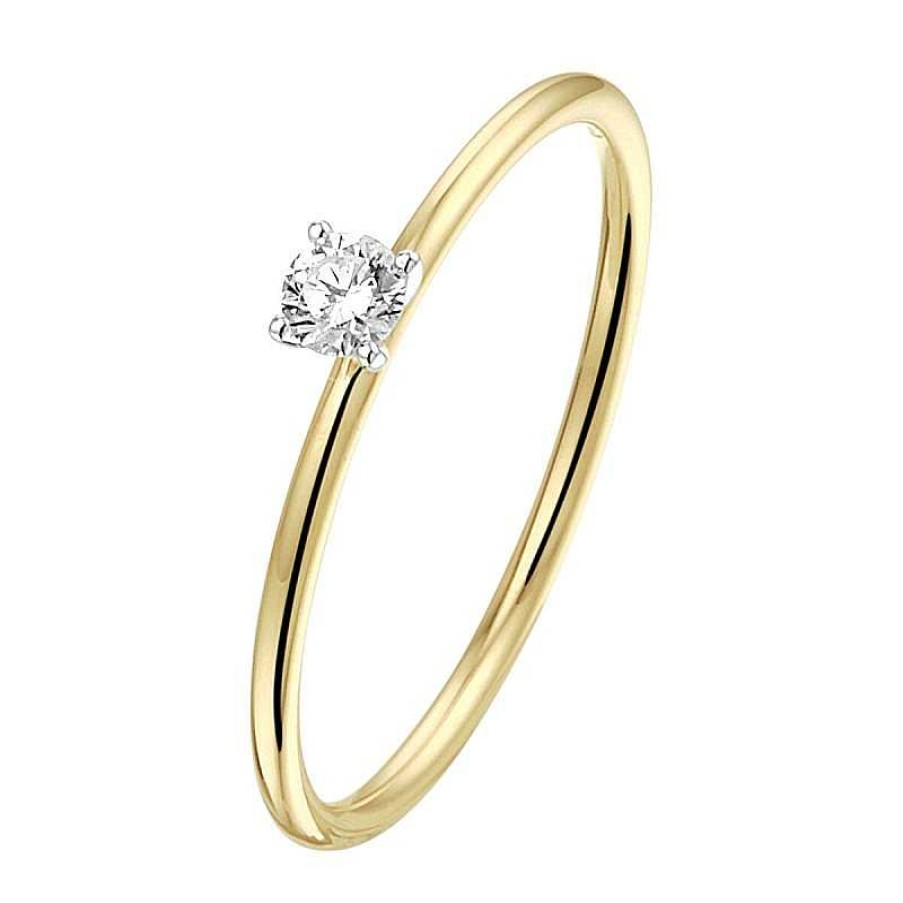 Ringen Mostert Huiscollectie | Solitair Ring Van Goud Met Diamant 0.10 Crt