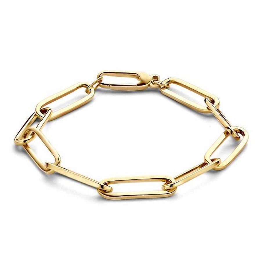 Armbanden Mostert Huiscollectie | Gouden Closed-Forever Armband Met Paperclip Schakels