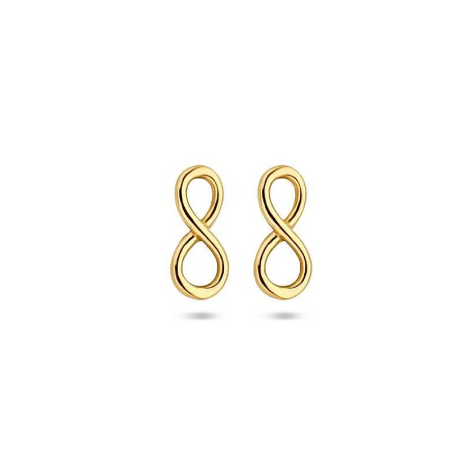 Oorbellen Mostert Huiscollectie | 14-Karaat Gouden Infinity Oorknoppen - 5 Mm X 2.5 Mm