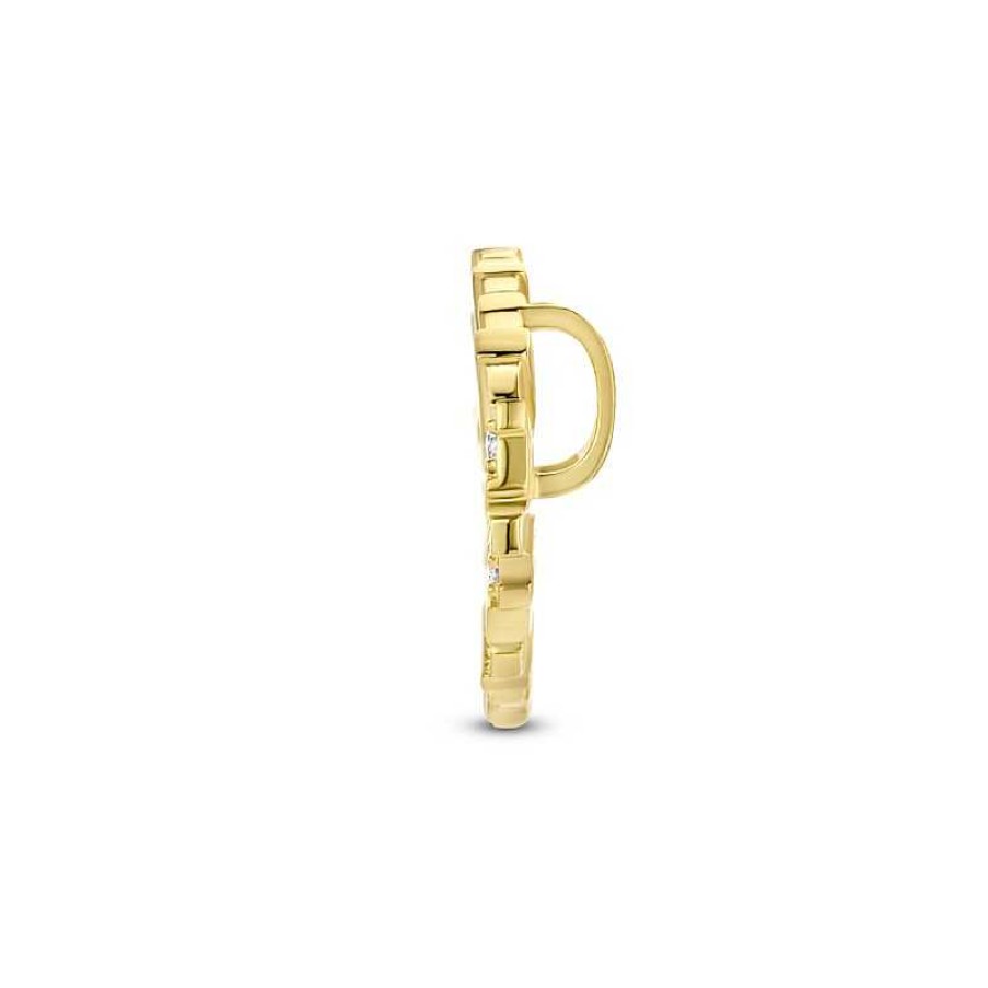 Hangers Mostert Huiscollectie | Barokke Ronde Gold Plated Hanger Met Zirkonia - Diameter 15 Mm