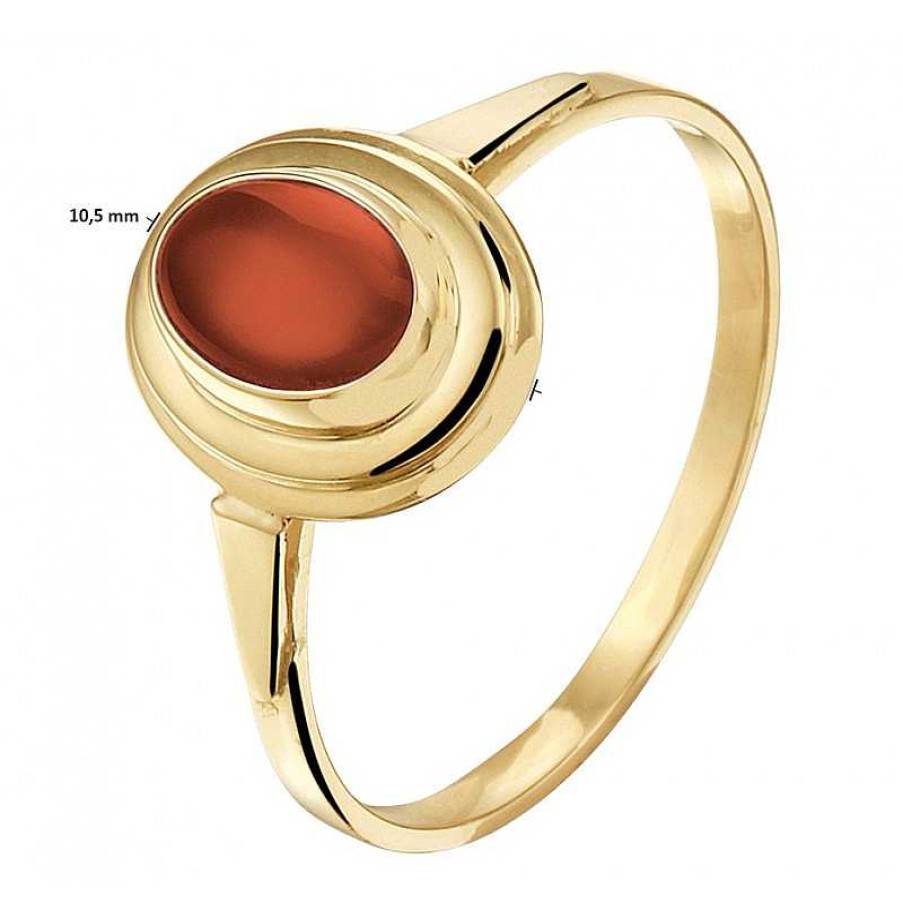 Ringen Mostert Huiscollectie | Gouden Ring Met Edelsteen 10.5 Mm Carneool