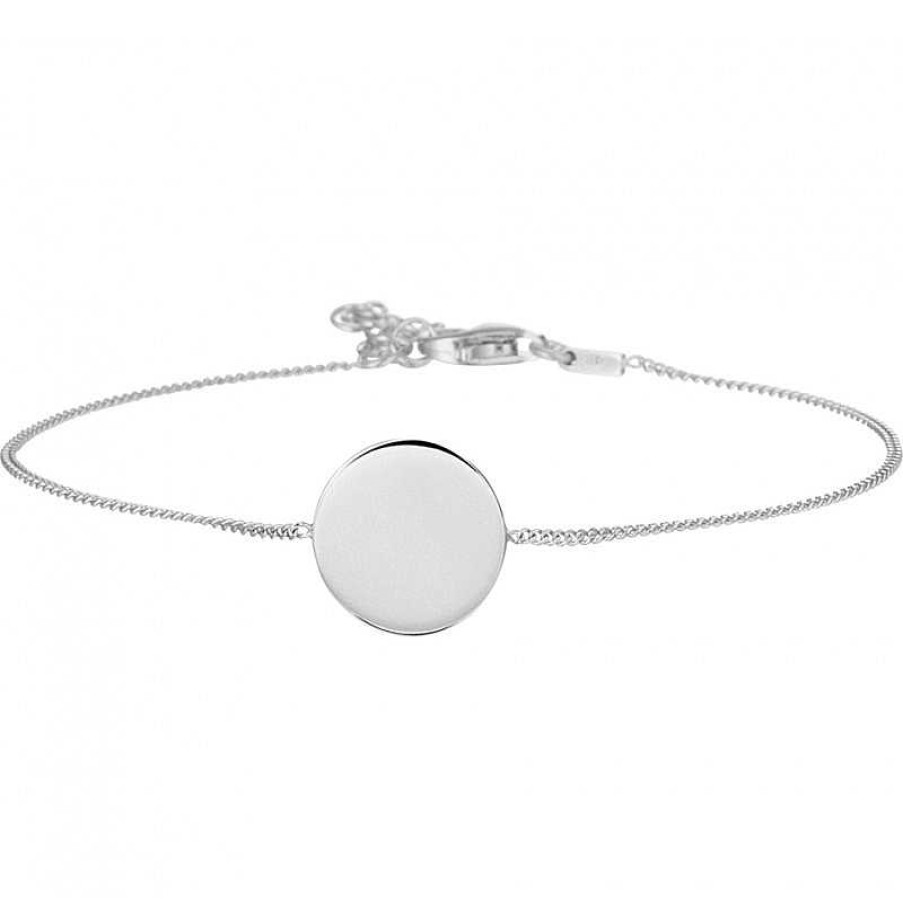 Armbanden Mostert Huiscollectie | Zilverkleurige Damesarmband Met Ronde Hanger