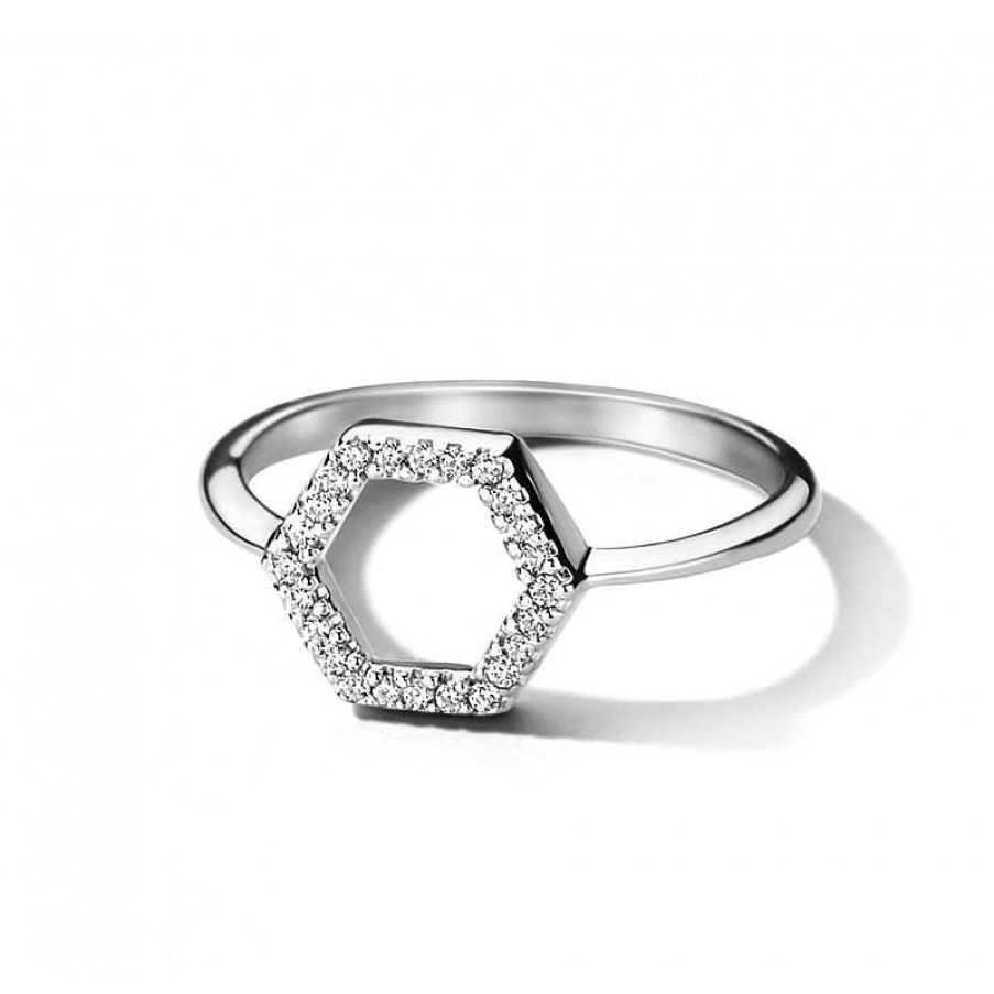 Ringen Mostert Huiscollectie | Ring Zilver Zeshoek Met Zirkonia