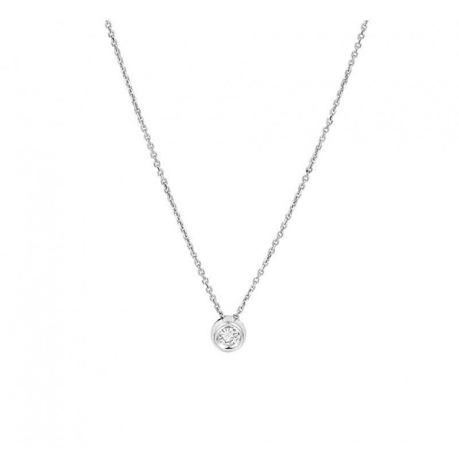 Kettingen Mostert Huiscollectie | Ketting Met Edelsteen Diamant In Het 14 Krt Witgoud