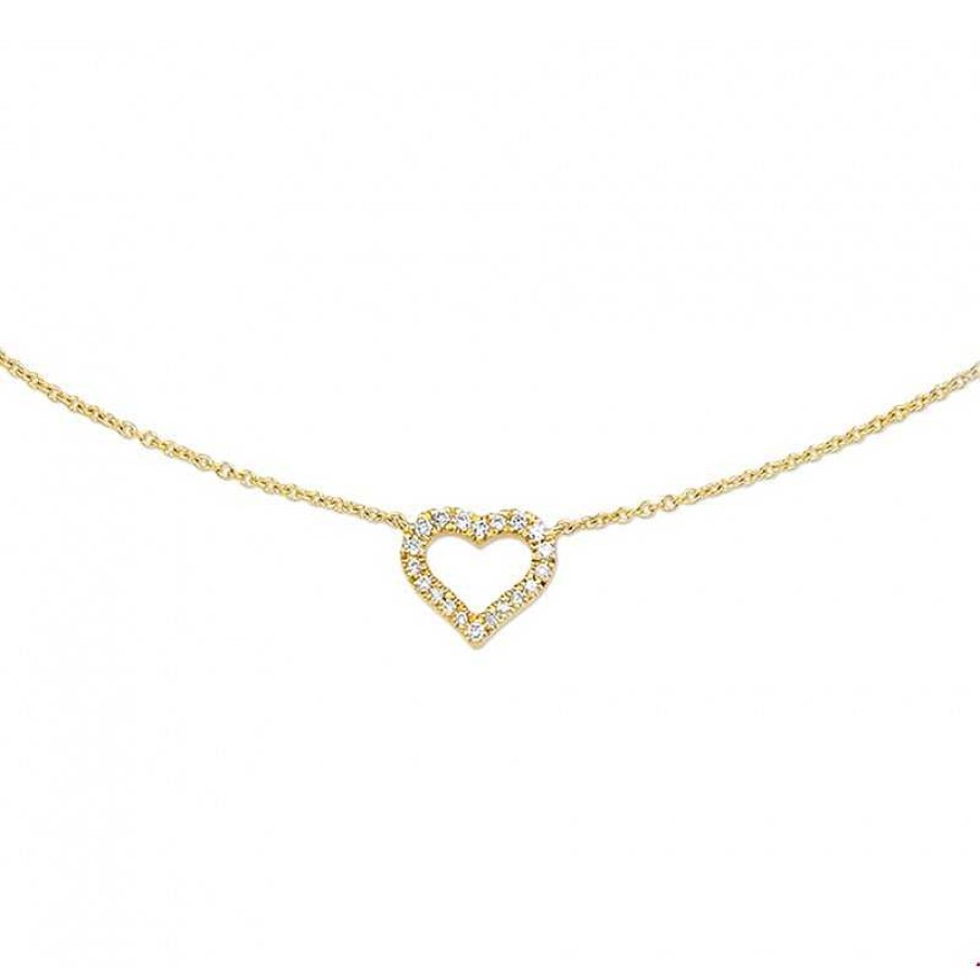 Kettingen Mostert Huiscollectie | Gouden Ketting Met Hart Van Diamanten 0.09 Crt