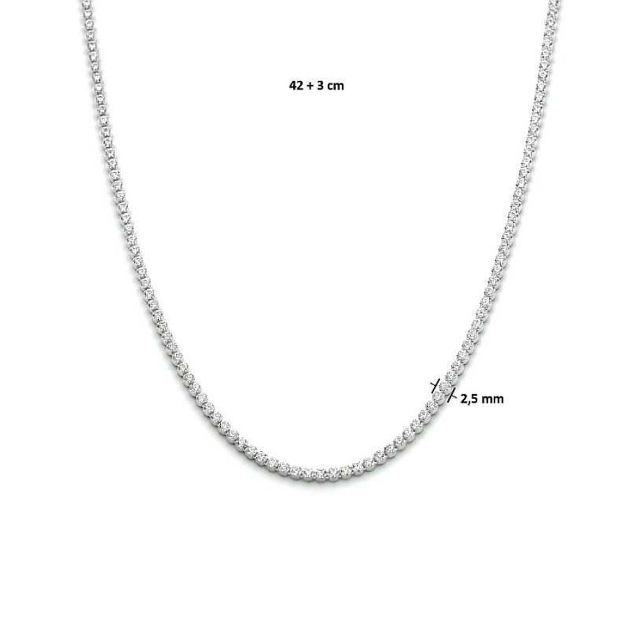 Kettingen Mostert Huiscollectie | Zirkonia Ketting Zilver 2.5 Mm