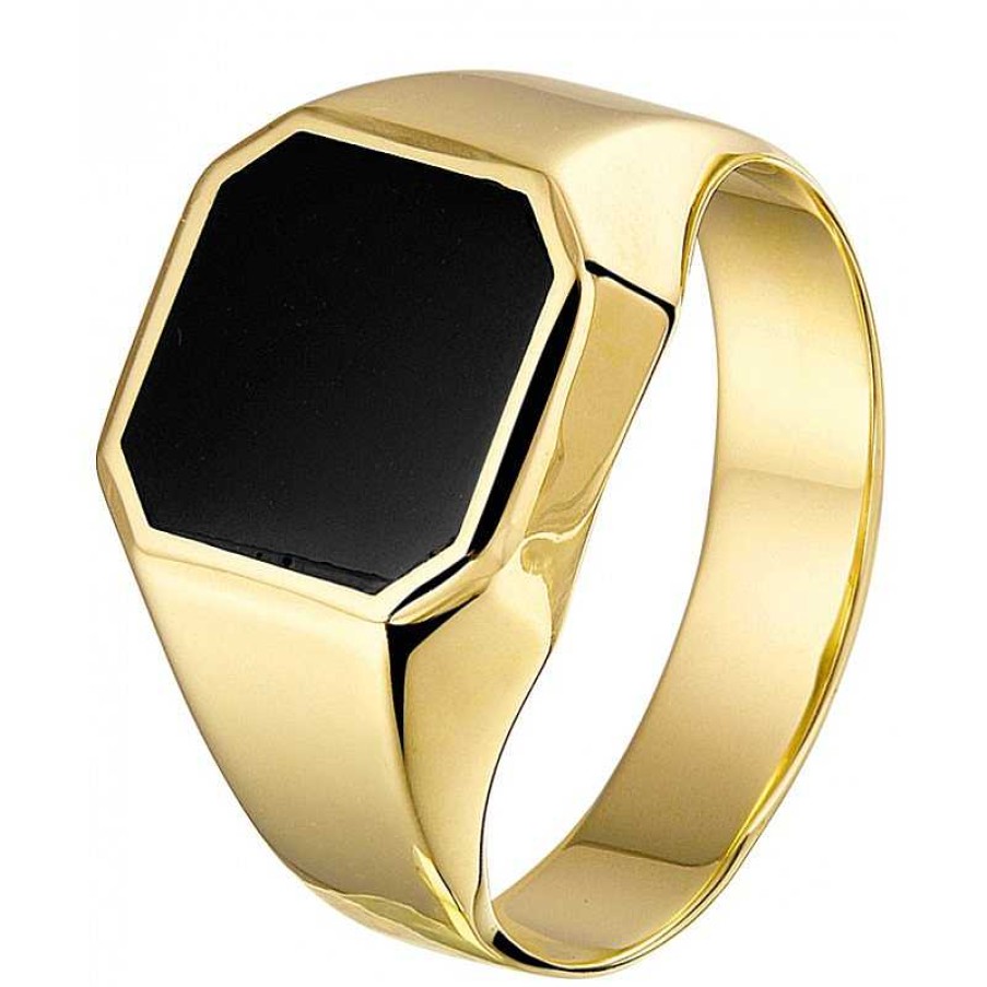 Ringen Mostert Huiscollectie | Elegante Gouden Zegelring Met Onyx