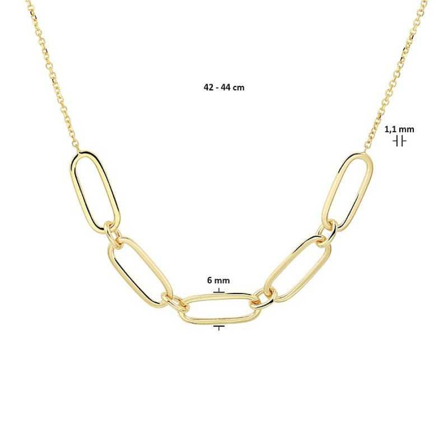 Kettingen Mostert Huiscollectie | Gouden Paperclip Ketting 6.0 Mm 42-44 Cm