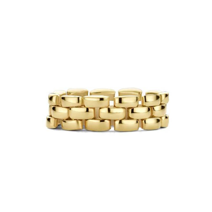 Ringen Mostert Huiscollectie | 14-Karaat Gouden Ring Met Schakelmotief 6 Mm Breed