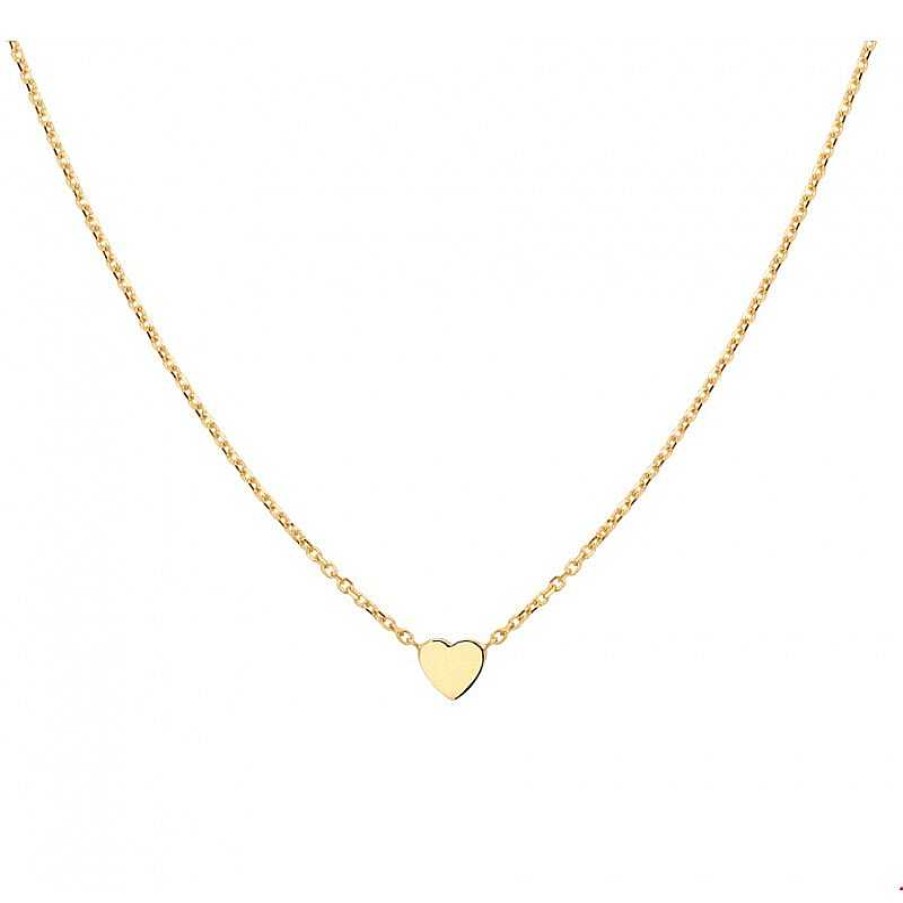 Kettingen Mostert Huiscollectie | Gouden Ketting Met Hartje Ankerschakel 42-44 Cm