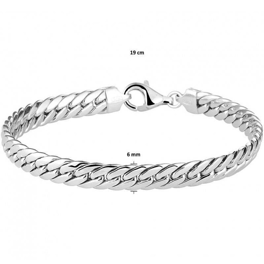 Armbanden Mostert Huiscollectie | Zilveren Schakelarmband Dames 19 Cm