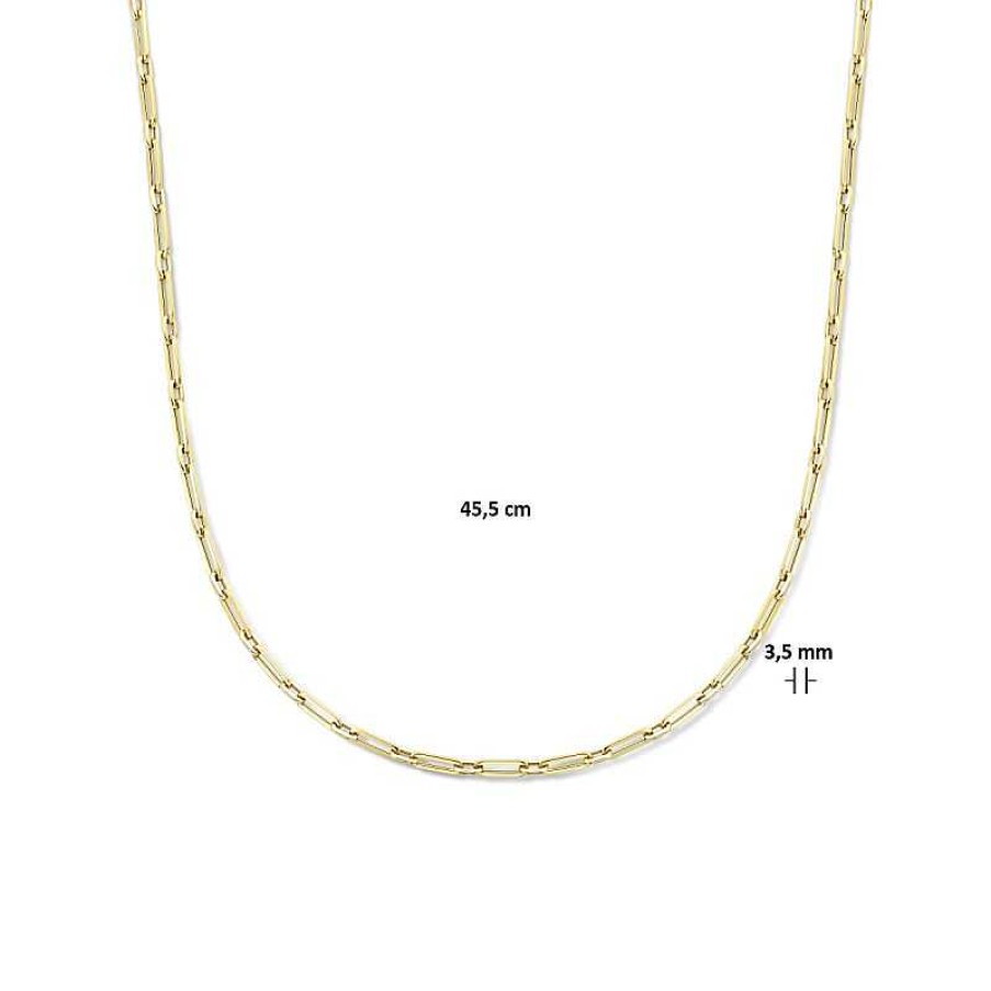 Kettingen Mostert Huiscollectie | 14-Karaat Gouden Paperclip Ketting Vierkante Buis 3.5 Mm - Lengte 45.5 Cm