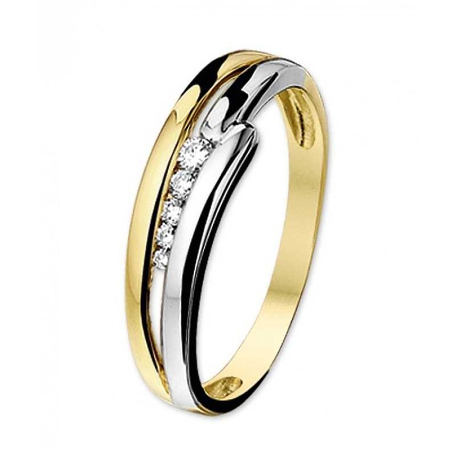 Ringen Mostert Huiscollectie | Prachtige Ring Met Diamant 0.096 Crt Bicolor