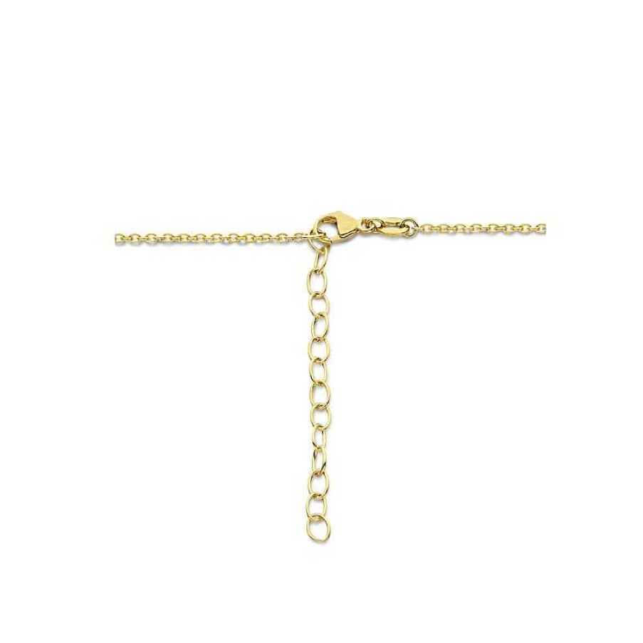 Kettingen Mostert Huiscollectie | Gold Plated Ketting Met Rondje En Parel - Lengte 41 + 5 Cm